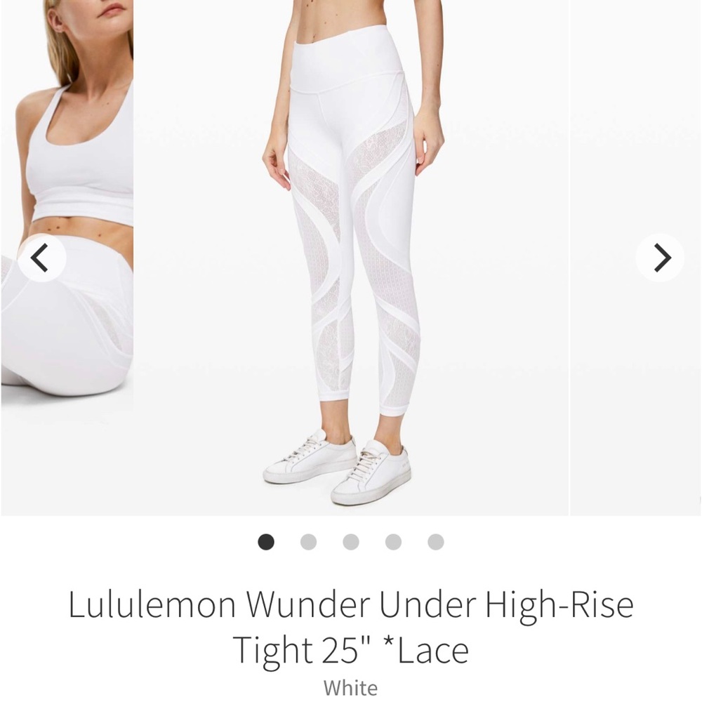 White lace Lululemon leggings